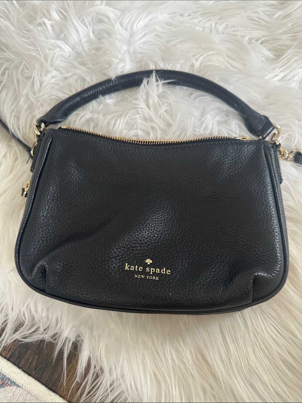 kate spade Black Pebbled Leather Crossbody with Gold Hardware - Picture 3 of 8